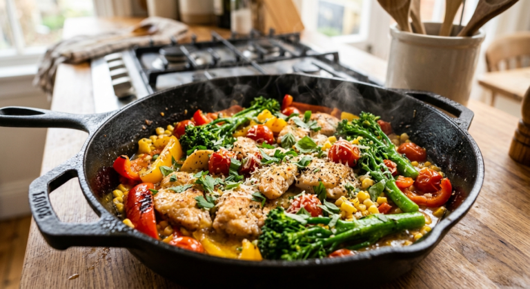 Delicious skillet meals provide a fast answer to weeknight dinner questions.