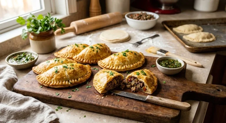 Golden baked beef empanadas showing how to make empanada recipe at home