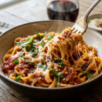 Hot and cheesy spicy garlic tomato pasta tossed with fresh herbs and chili flakes.