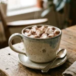 Single ceramic mug of hersheys hot chocolate for one topped with mini marshmallows