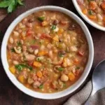 15 bean soup recipe served warm in a bowl