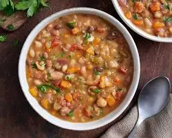 15 bean soup recipe served warm in a bowl