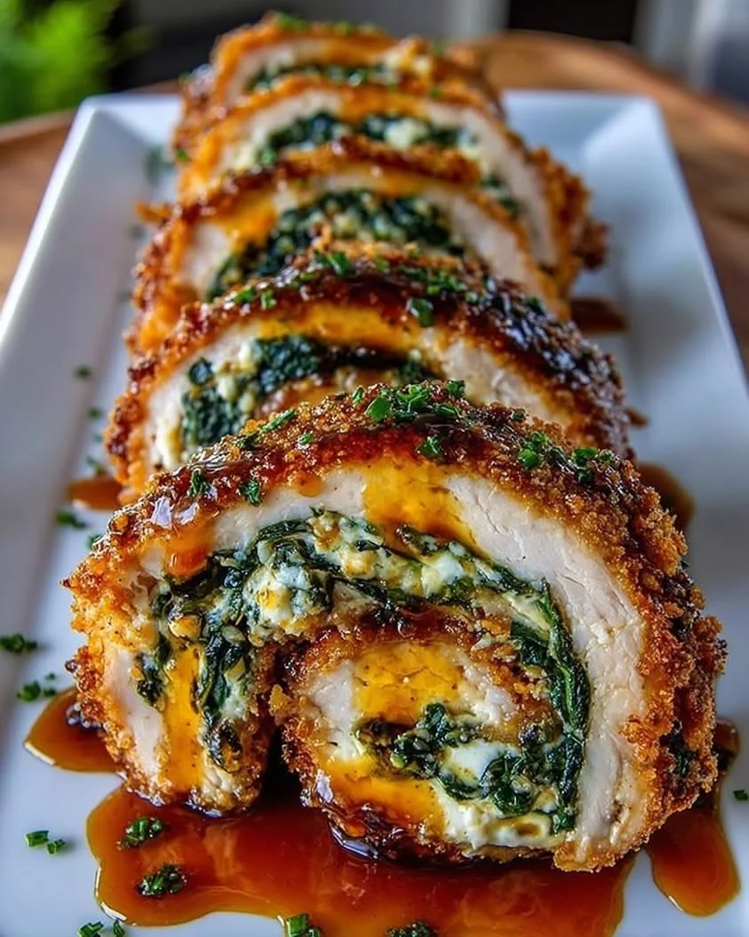 Crispy Baked Chicken Rolls Stuffed