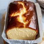 burnt basque cheesecake in a loaf pan